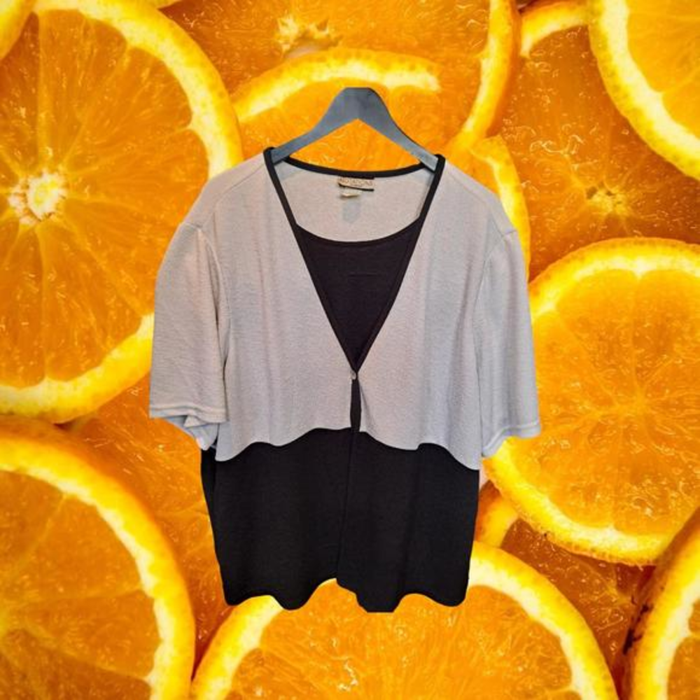 Notations White and Black 1 Button‎ Blouse Size 3X